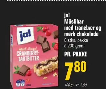 Otto Duborg ja! Müslibar med tranebær og mørk chokolade tilbud