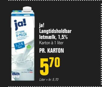 Otto Duborg ja! Langtidsholdbar letmælk, 1,5% tilbud