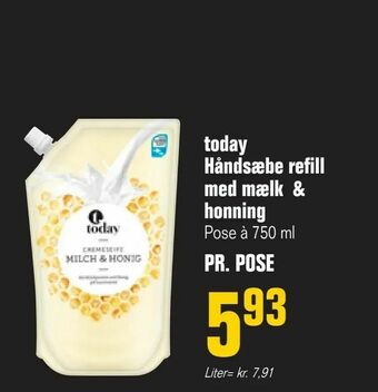 Otto Duborg today Håndsæbe refill med mælk & honning tilbud