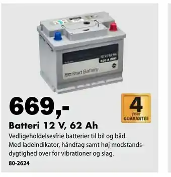 Biltema Batteri 12 V, 62 Ah tilbud