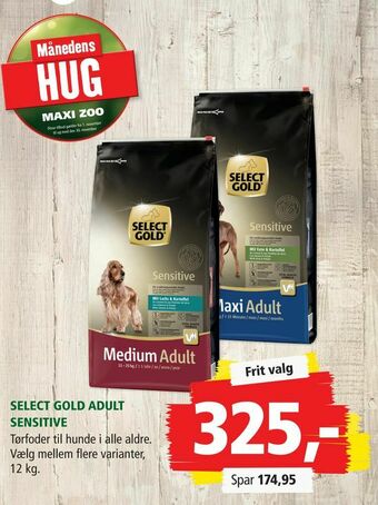Maxi Zoo Select gold adult sensitive tilbud