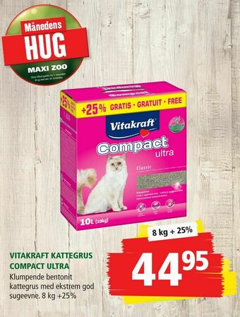 Maxi Zoo Vitakraft kattegrus compact ultra tilbud