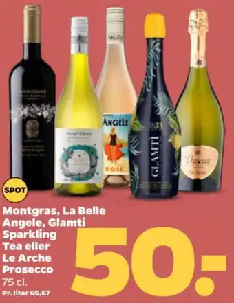 Netto Montgras, La Belle Angele, Glamti Sparkling Tea eller Le Arche Prosecco tilbud