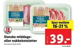 Lidl Danske middags- eller nakkekoteletter tilbud