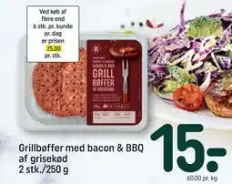 REMA 1000 Grillbøffer med bacon & BBQ af grisekød 2 stk./250 g tilbud