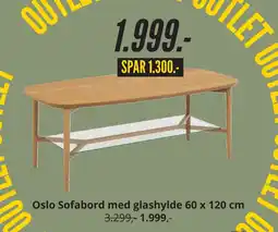 My Home Oslo Sofabord med glashylde 60 x 120 cm tilbud