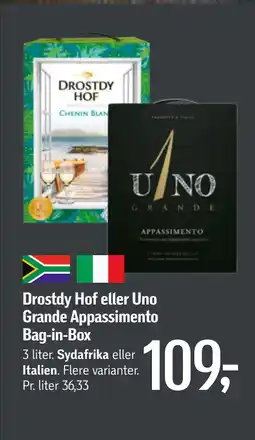 Føtex Drostdy Hof eller Uno Grande Appassimento Bag-in-Box tilbud
