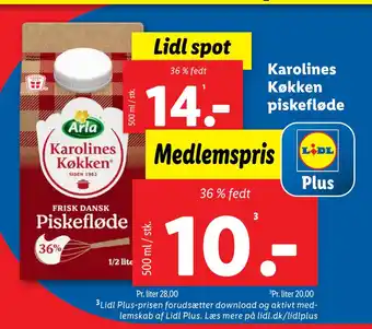 Lidl Karolines Køkken piskefløde tilbud