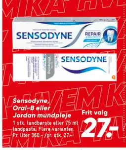Bilka Sensodyne, Oral-B eller Jordan mundpleje tilbud