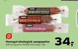 SuperBrugsen Hanegal økologisk spegepølse tilbud