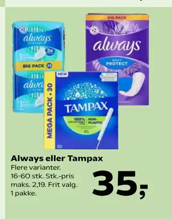 Kvickly Always eller Tampax tilbud