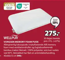JYSK VONGSEN MEMORY FOAM PUDE tilbud