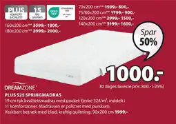 JYSK PLUS S25 SPRINGMADRAS tilbud