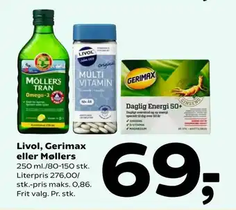 Coop 365 Livol, Gerimax eller Møllers tilbud