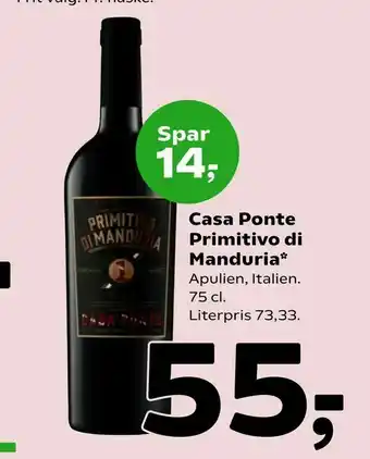 Coop 365 Casa Ponte Primitivo di Manduria tilbud