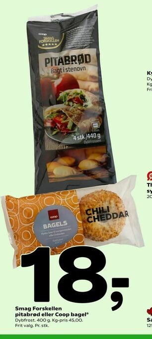 Coop 365 Smag Forskellen pitabrød eller Coop bagel tilbud