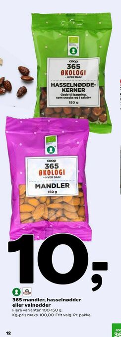 365 mandler, hasselnødder eller valnødder
