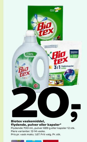 Biotex vaskemiddel, flydende, pulver eller kapsler