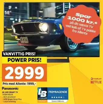 Power Panasonic 4K UHD Smart Tv TX58HX820E tilbud