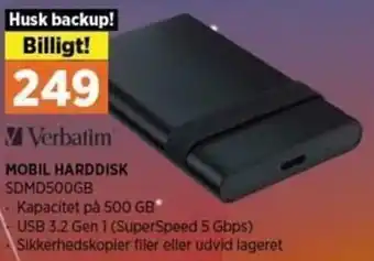 Verbatim Mobil Harddisk SDMD500GB