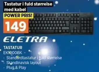 Power Tastatur EK1000BK tilbud