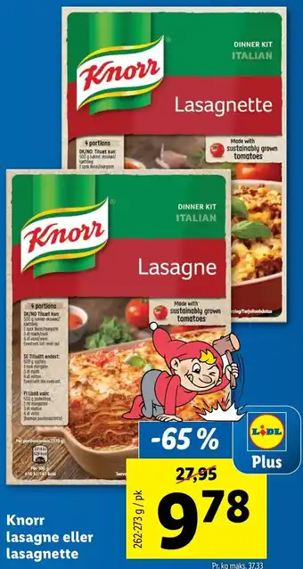 Lidl Knorr Lasagne Eller Lasagnette 262-273g tilbud