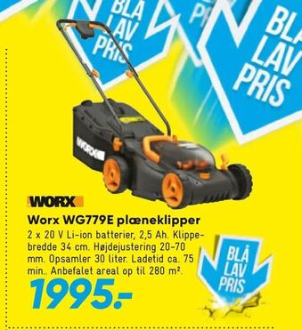 Bilka Worx WG779E plæneklipper tilbud