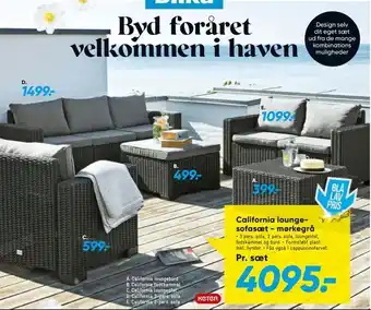 Bilka California lounge sofa sæt - mørkegrå tilbud