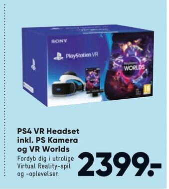 Bilka PS4 VR Headset inkl. PS Kamera og VR Worlds tilbud