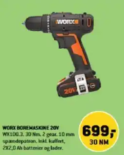 XL-BYG WORX BOREMASKINE 20V tilbud