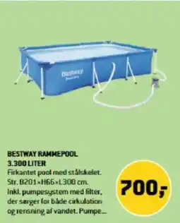 XL-BYG BESTWAY RAMMEPOOL 3.300 LITER tilbud
