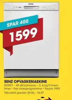 Punkt1 SENZ OPVASKEMASKINE tilbud