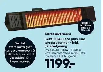 Bilka HEAT1 eco plus-line terrassevarmer - Inkl. fjern betjening tilbud