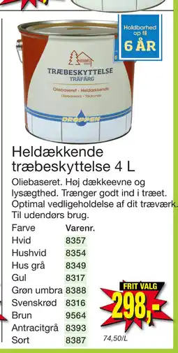 Harald Nyborg Heldækkende træbeskyttelse 4 L tilbud