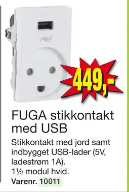 Harald Nyborg FUGA stikkontakt med USB tilbud