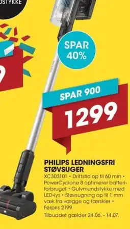Punkt1 PHILIPS LEDNINGSFRI STØVSUGER tilbud