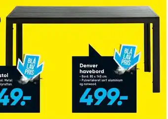 Bilka Denver havebord tilbud