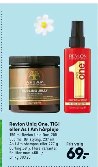 Bilka Revlon Uniq One, TIGI eller As I Am hårpleje tilbud