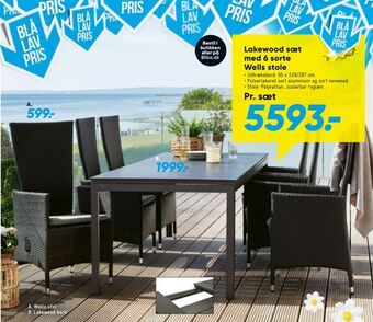 Bilka Lakewood sæt med 6 sorte Wells stole tilbud