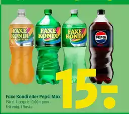 Coop 365 Faxe Kondi eller Pepsi Max tilbud