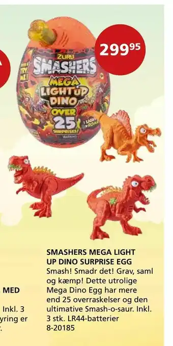 Smashers mega light up dino surprise egg