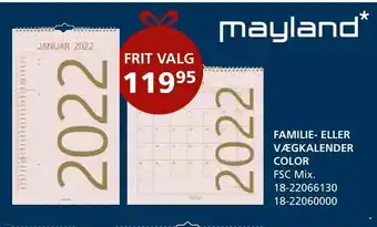 Kon-Tur Familie- eller vægkalender color tilbud