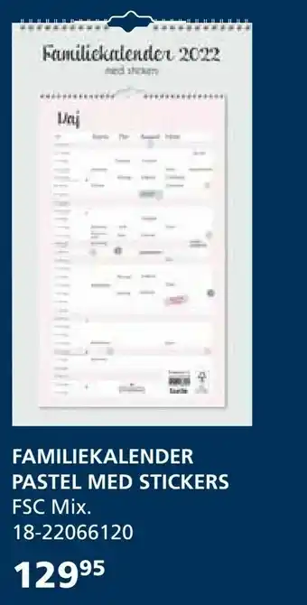Familiekalender pastel med stickers