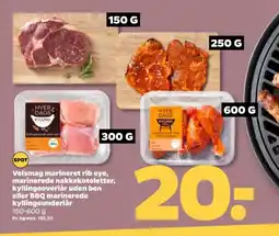 Netto Velsmag marineret rib eye, marinerede nakkekoteletter tilbud