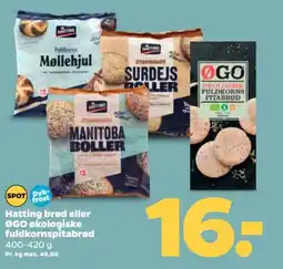 Netto Hatting brød eller ØGO økologiske fuldkornspitabrød tilbud