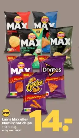 Netto Lay's Max eller Flamin' hot chips tilbud