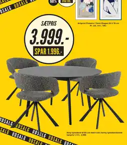 My Home Roxy Spisebord Ø105 cm med 4 stk Danny Spisebordsstole Sætpris tilbud