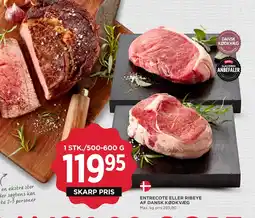 MENY ENTRECOTE ELLER RIBEYE AF DANSK KØDKVÆG tilbud