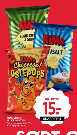 MENY KIMS CHIPS ELLER SNACKS tilbud