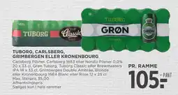 MENY TUBORG, CARLSBERG, GRIMBERGEN ELLER KRONENBOURG tilbud